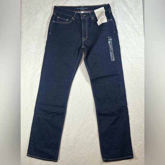 Banana Republic Other - NWT Banana Republic 33W 34L Men's Navy Straight Fit Dark Wash Jeans